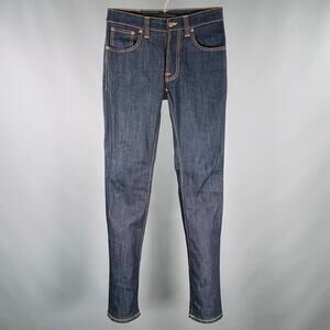 NUDIE JEANS Size 29 Blue Contrast Stitch Cotton Blend Slim Jeans